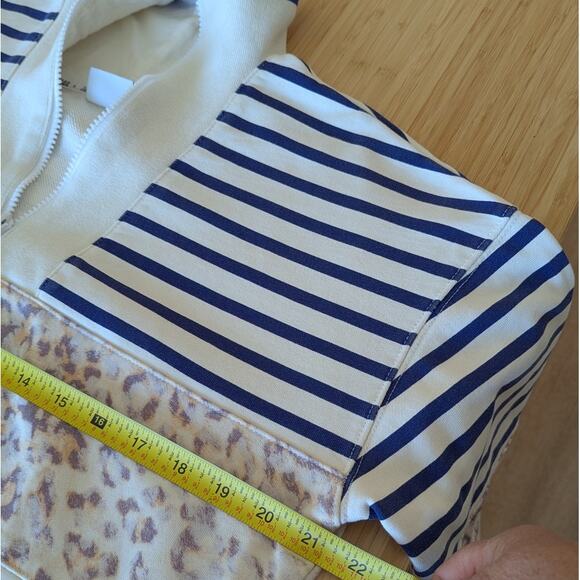 Jaggad Palmer Animal Print Striped Half Zip-Neck Logo Sweatshirt, size S - Picture 6 of 8